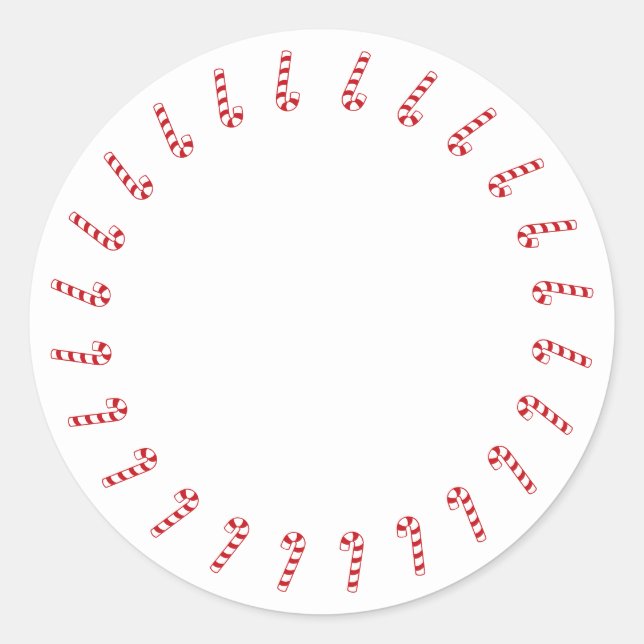 Christmas candy cane border red white blank cute classic round sticker (Front)
