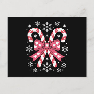 Christmas Candy Cane Bow Heart Snowflake Holiday Postcard
