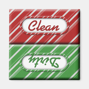 Christmas Candy Cane Clean Dirty Dishwasher Magnet