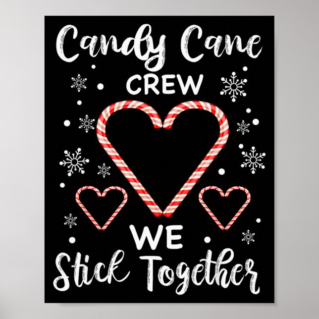 Christmas Candy Cane Crew Heart Holiday Family Can Poster (Front)