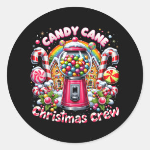 Christmas Candy Cane Crew House Candy Security Can Classic Round Sticker