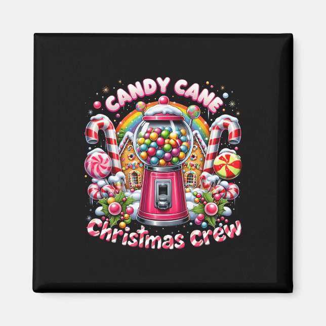 Christmas Candy Cane Crew House Candy Security Can Magnet (Front)