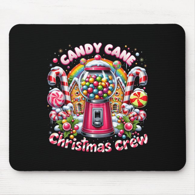 Christmas Candy Cane Crew House Candy Security Can Mouse Pad (Front)
