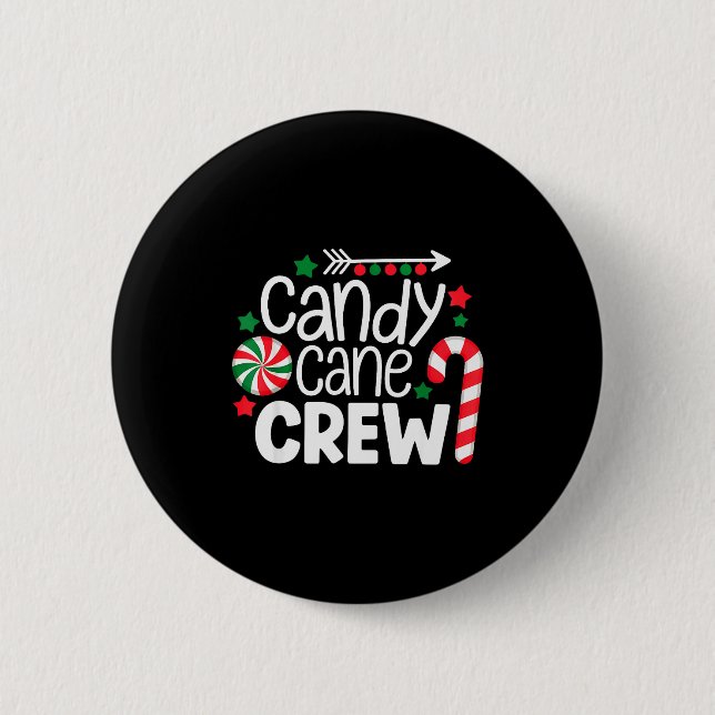 Christmas Candy Cane Crew Shirt Women Girls Boys K 6 Cm Round Badge (Front)