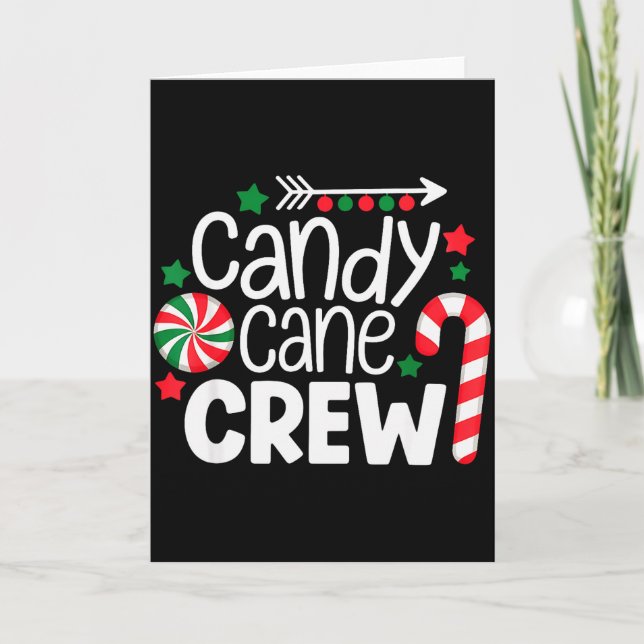 Christmas Candy Cane Crew Shirt Women Girls Boys K Card (Front)