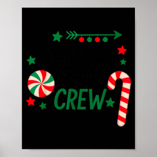 Christmas Candy Cane Crew Shirt Women Girls Boys K Poster