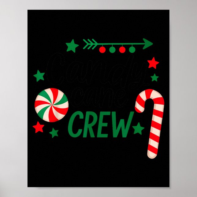 Christmas Candy Cane Crew Shirt Women Girls Boys K Poster (Front)