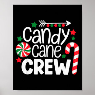 Christmas Candy Cane Crew Shirt Women Girls Boys K Poster