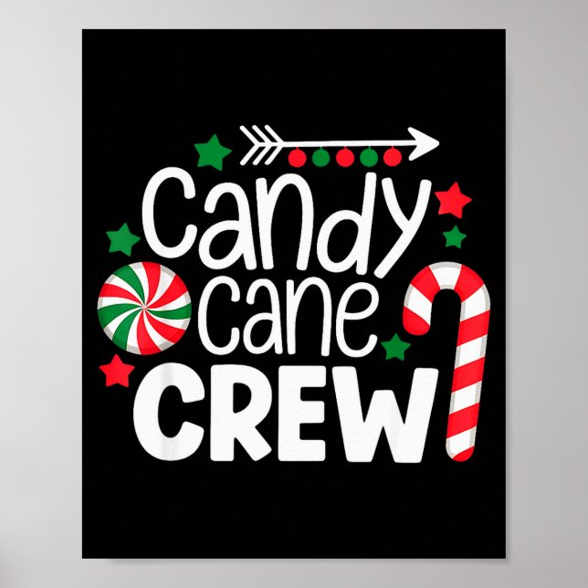 Christmas Candy Cane Crew Shirt Women Girls Boys K Poster (Front)