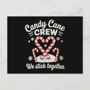 Christmas Candy Cane Crew We Stick Together Xmas Holiday Postcard