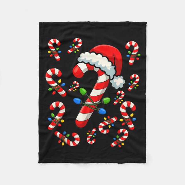 Christmas Candy Cane Crew Xmas Holiday Family Matc Fleece Blanket (Front)