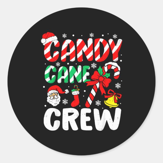 Christmas Candy Cane Crew Xmas Holiday Toddler Kid Classic Round Sticker (Front)