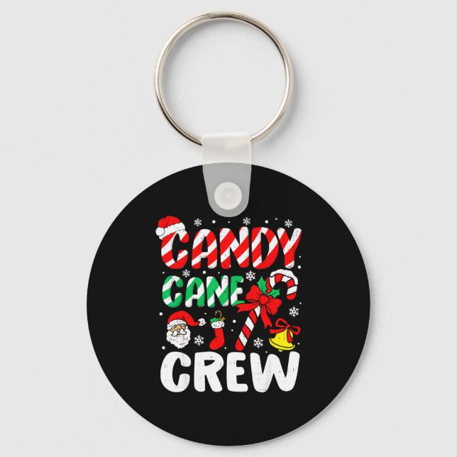 Christmas Candy Cane Crew Xmas Holiday Toddler Kid Key Ring (Front)