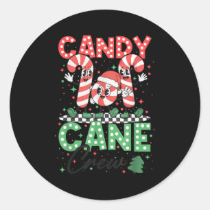 Christmas Candy Cane Crew Xmas Love Candy Boys Gir Classic Round Sticker