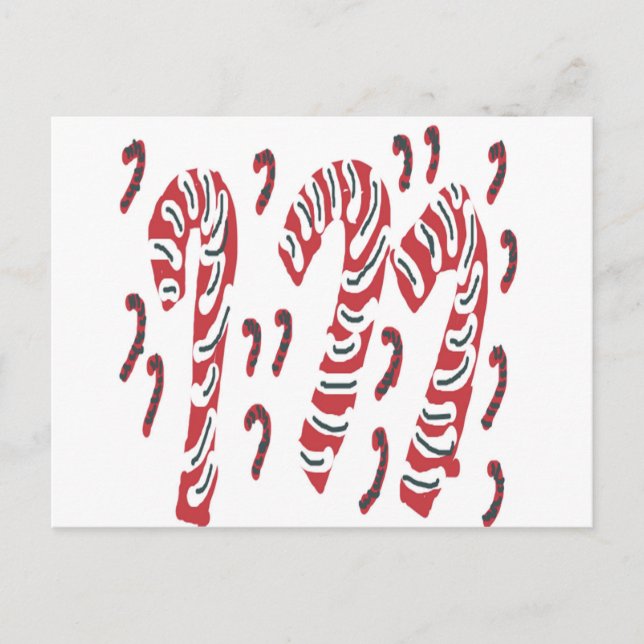 Christmas Candy Cane Design Holiday Postcard (Front)