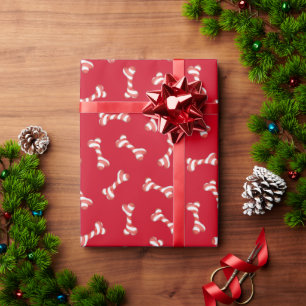 Christmas Candy Cane Dog Bones  Wrapping Paper