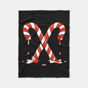 Christmas Candy Cane Drip Boys Girls Kids Fleece Blanket