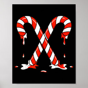Christmas Candy Cane Drip Boys Girls Kids Poster