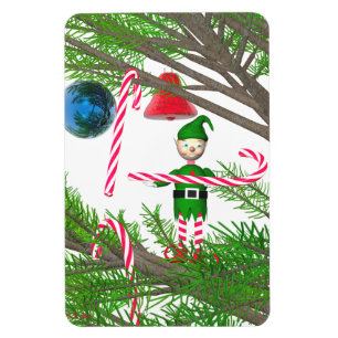 Christmas Candy Cane Elf Magnet