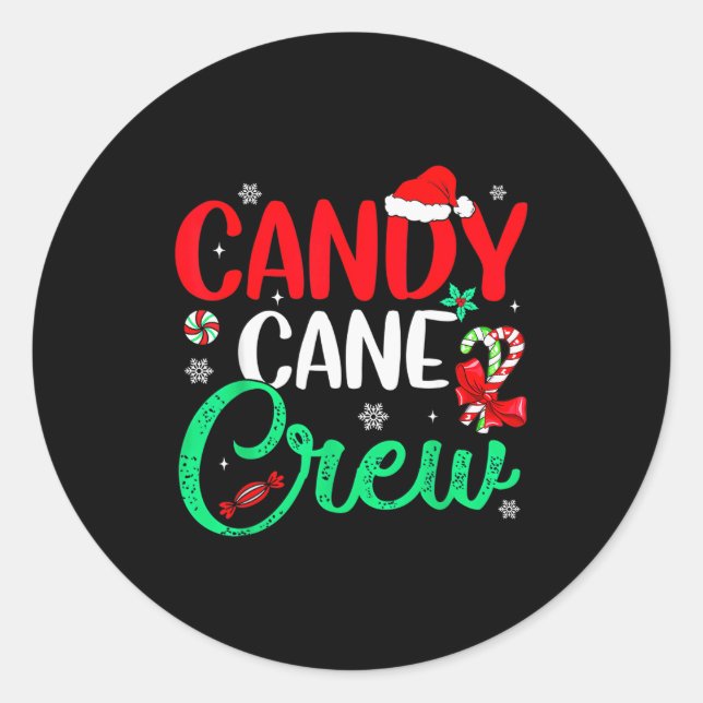 Christmas Candy Cane Funny Holiday Family Matching Classic Round Sticker (Front)