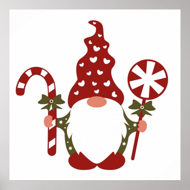 Christmas Candy Cane Gnome Poster (Front)
