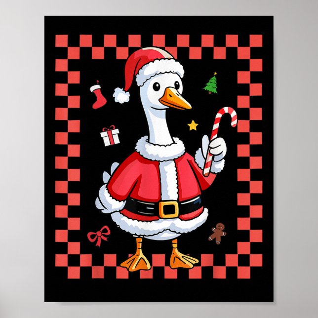 Christmas Candy Cane Goose Christmas Santa Xmas  Poster (Front)