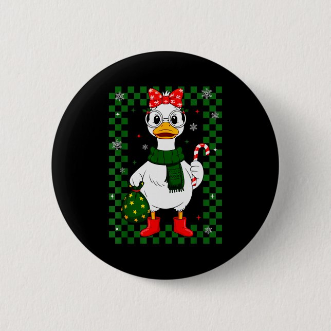 Christmas Candy Cane Goose Matching Couple Xmas Bo 6 Cm Round Badge (Front)