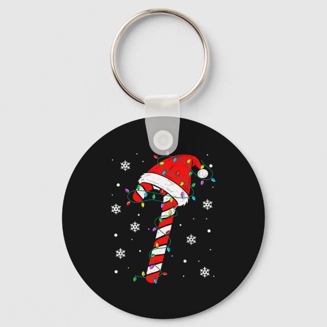 Christmas Candy Cane Hat Santa Xmas Holiday Toddle Key Ring (Front)