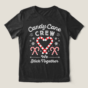 Christmas Candy Cane Heart Crew Family Matching Tri-Blend Shirt