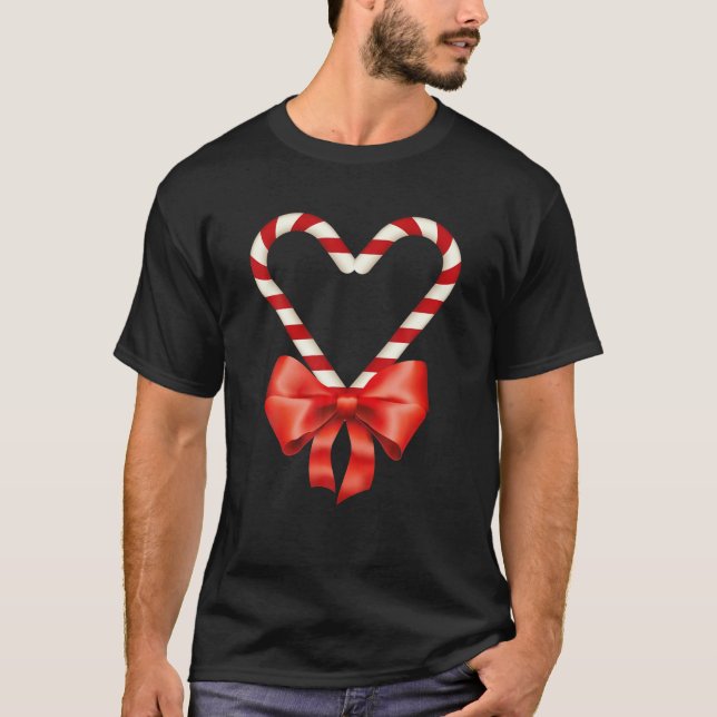 Christmas Candy Cane Heart For Children Men Women T-Shirt (Front)