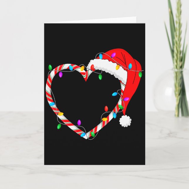 Christmas Candy Cane Heart Funny Love Candy Men Wo Card (Front)