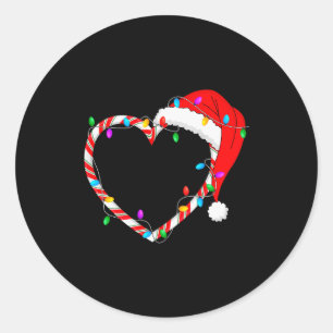 Christmas Candy Cane Heart Funny Love Candy Men Wo Classic Round Sticker
