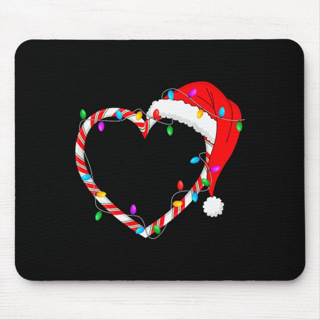 Christmas Candy Cane Heart Funny Love Candy Men Wo Mouse Pad (Front)