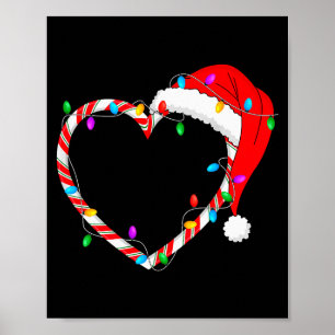 Christmas Candy Cane Heart Funny Love Candy Men Wo Poster