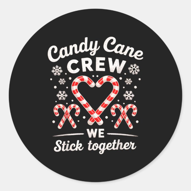 Christmas Candy Cane Heart Holiday Family Matching Classic Round Sticker (Front)