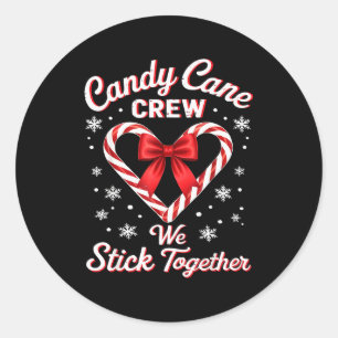 Christmas Candy Cane Heart Holiday Family Matching Classic Round Sticker