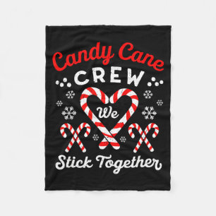 Christmas Candy Cane Heart Holiday Family Matching Fleece Blanket