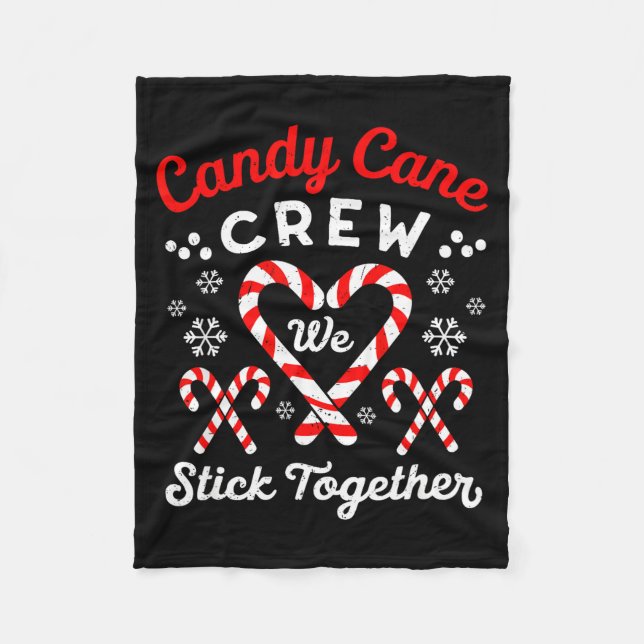 Christmas Candy Cane Heart Holiday Family Matching Fleece Blanket (Front)