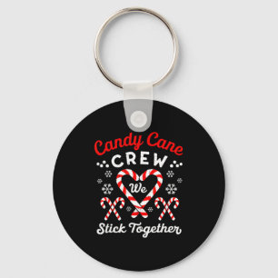 Christmas Candy Cane Heart Holiday Family Matching Key Ring