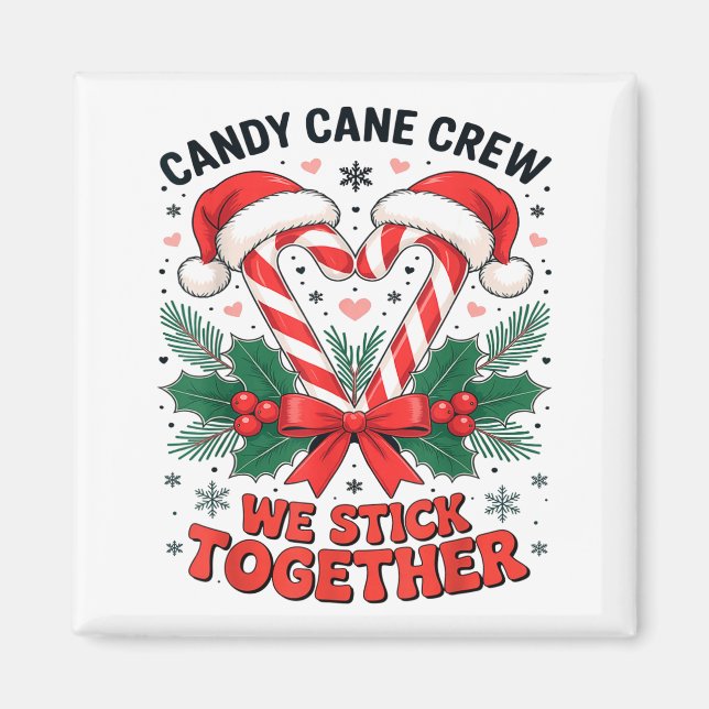 Christmas Candy Cane Heart Holiday Family Matching Magnet (Front)