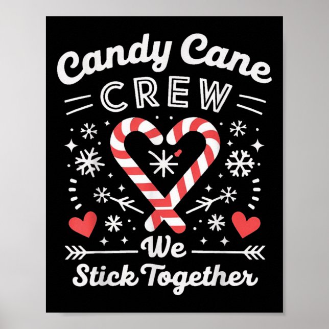 Christmas Candy Cane Heart Holiday Family Matching Poster (Front)
