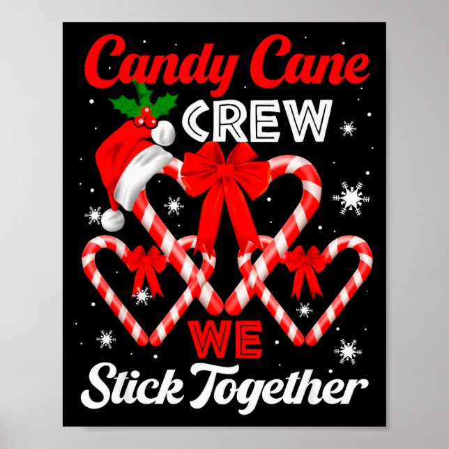 Christmas Candy Cane Heart Holiday Family Matching Poster (Front)