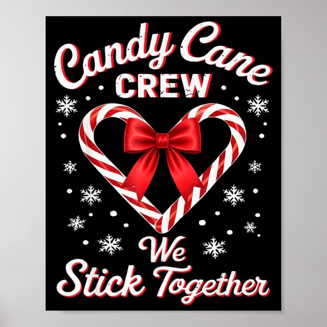 Christmas Candy Cane Heart Holiday Family Matching Poster (Front)