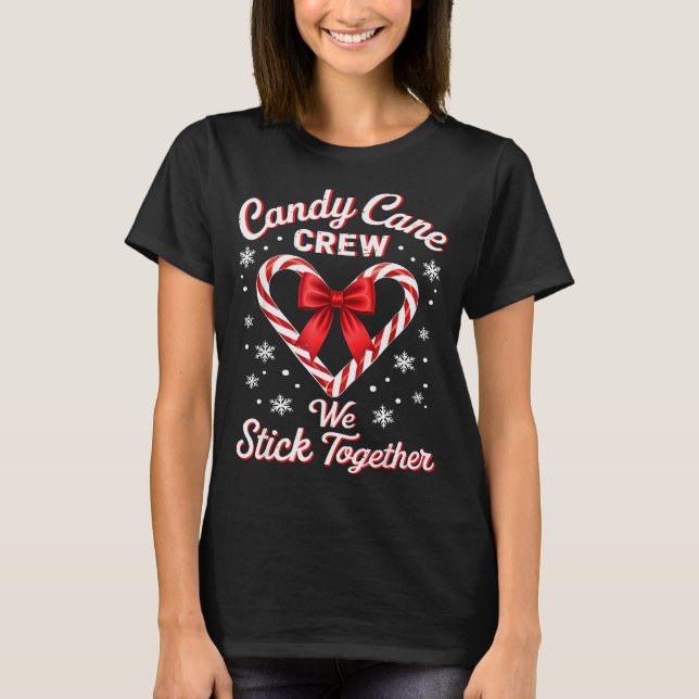 Christmas Candy Cane Heart Holiday Family Matching T-Shirt (Front)