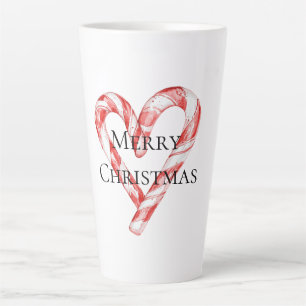 Christmas Candy Cane Heart Latte Mug