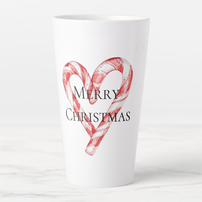 Christmas Candy Cane Heart Latte Mug (Front)