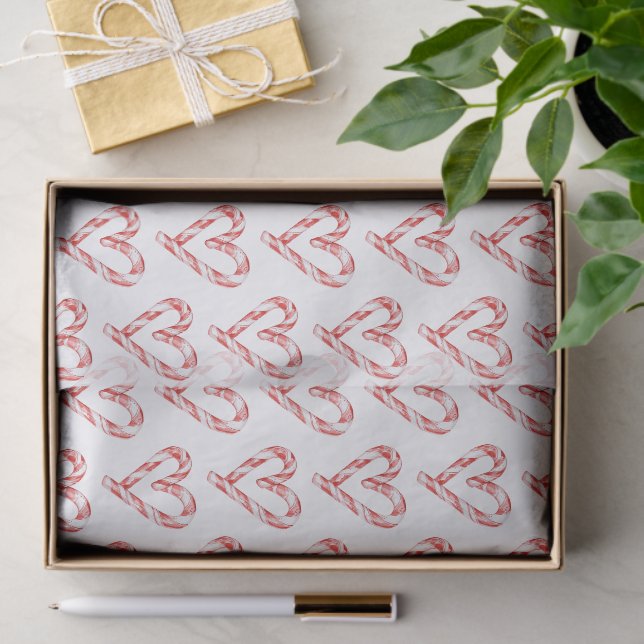 Christmas Candy Cane Heart Tissue Paper (Gift)