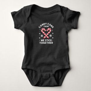 Christmas Candy Cane Heart We Stick Together Baby Bodysuit