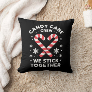Christmas Candy Cane Heart We Stick Together Cushion