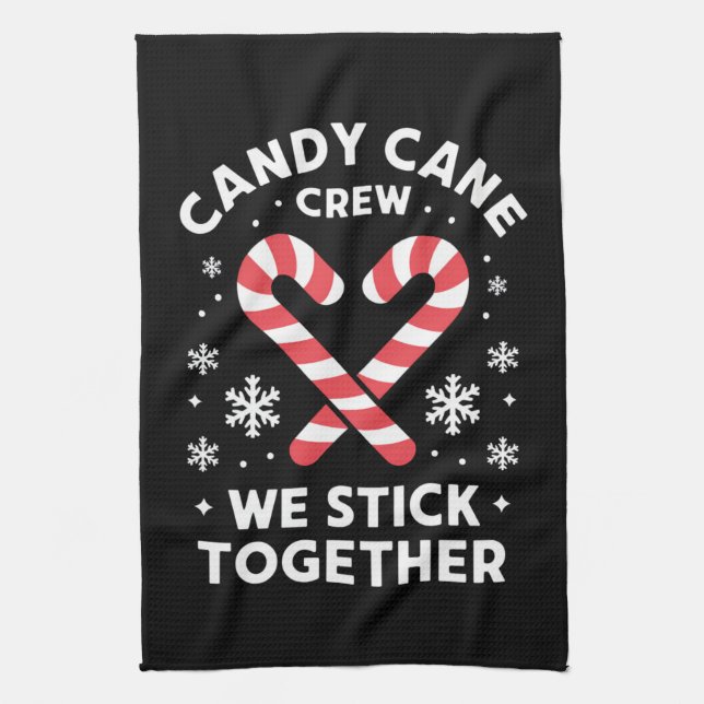 Christmas Candy Cane Heart We Stick Together  Tea Towel (Vertical)